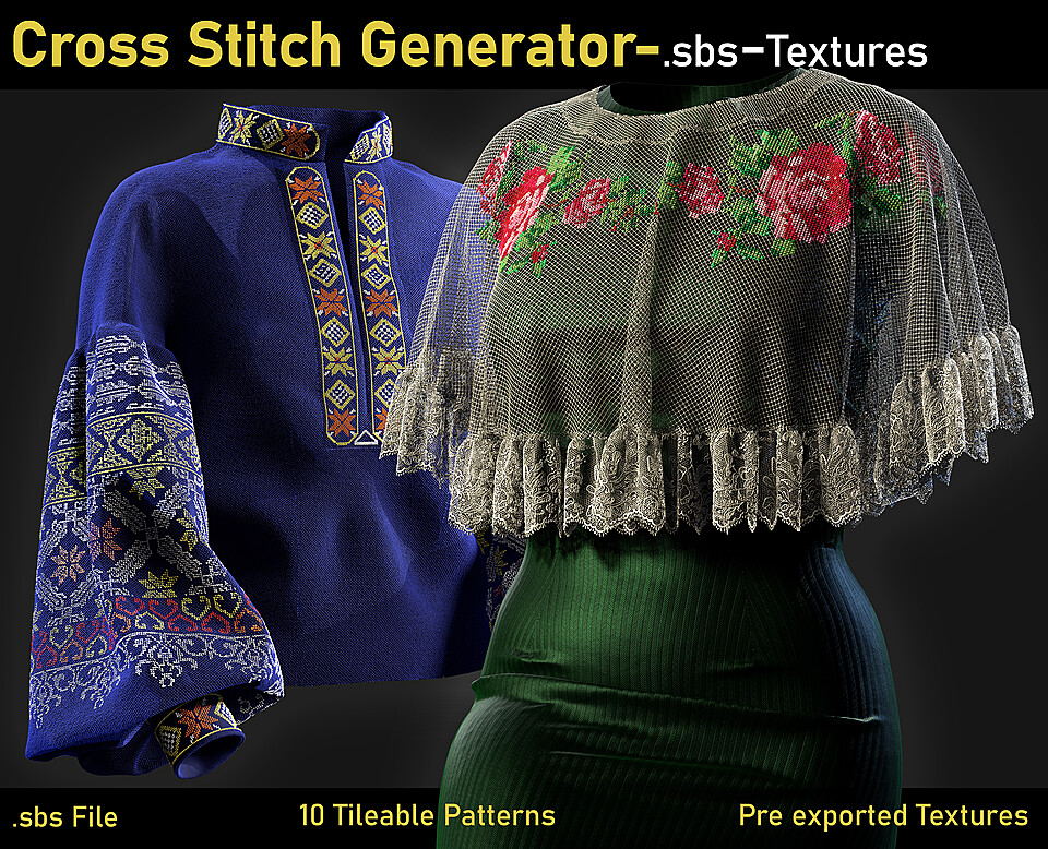 Cross Stitch Generator SBS+Textures