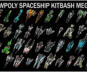 50 Lowpoly Sci-Fi Spaceship Kitbash Megapack