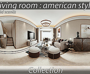 Living Room American Styles - Complete 3D Interior Collection (3ds Max - V-Ray or Corona Ready)