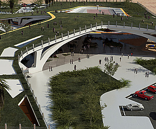 Modern contemporary Park with 3d grass