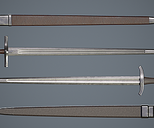 One-handed sword with scabbard