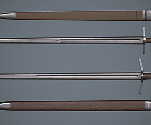 One-handed sword with scabbard