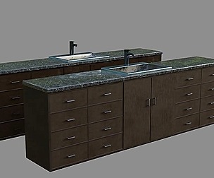 Sink with Cabinet - Low and High poly