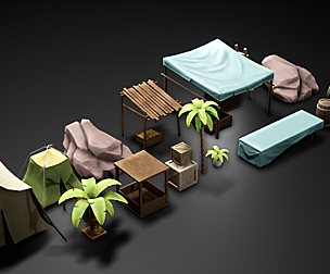 ancient props Low-poly