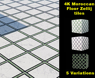 5 PBR 4K Realistic Moroccan Zellij textures