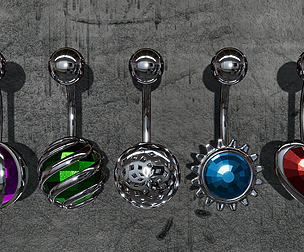 Belly-button/navel piercing/jewellery set