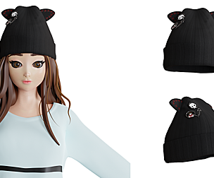 knitting cute black hat v4