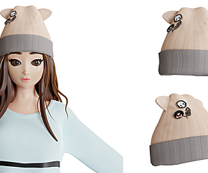 knitting cute cream hat v6
