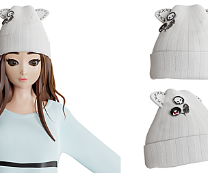 knitting cute white hat v8