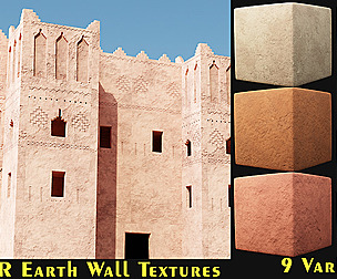 9 Realistic PBR Old Rammed Earth Wall Textures 4K