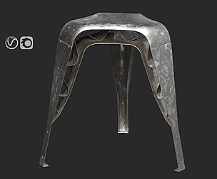 Metal Galvanized Bar Stool and end table