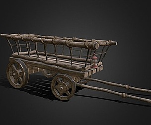 Stylized medieval cart with a lamp