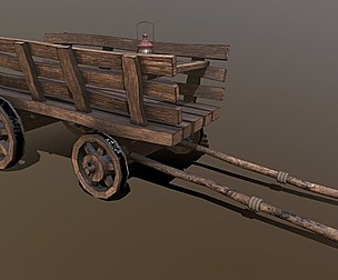 Stylized medieval cart with a lamp