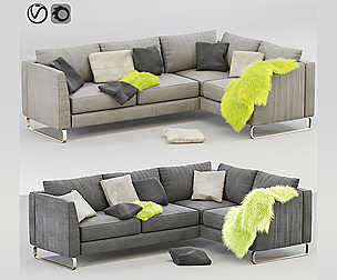 Sectional Sofa L shape in Gold and Gray