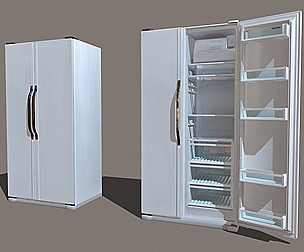 Double door fridge Low-poly 3D model
