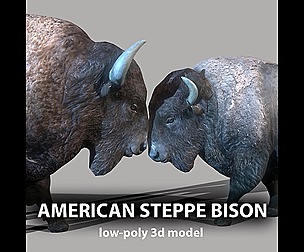 AMERICAN STEPPE BISON Low-poly 3D model