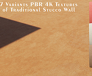 7 Variants PBR Textures of Traditional Stucco Wall