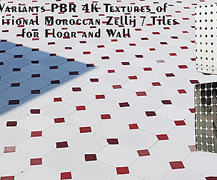 4 Variants PBR Textures of Zellij