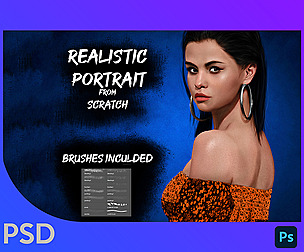 Selena Portrait Tutorial PSD