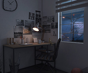 Study Desk - Day & Night Lighting