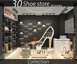Ultimate Shoe Store Collection | 3D Scenes for 3ds Max (V-Ray & Corona Ready)