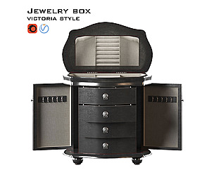 Black wooden table Standing jewelry box