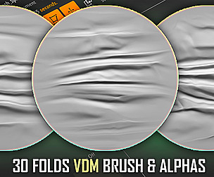 30 Folds VDM Brush and Alphas for ZBrush