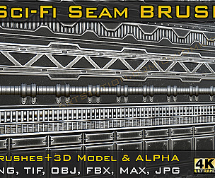 50 Sci-fi Seam Brushes,3D Model,Alpha V01