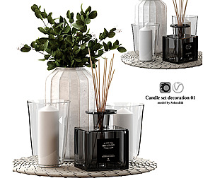 Candle decorative set with eucalyptus 001
