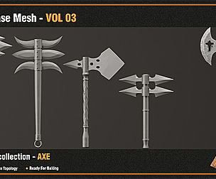 50 Axe Base Mesh - VOL 03 ( Game Ready )