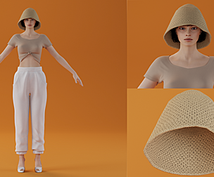 Knitting hat only v9 cream color