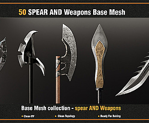 50 SPEAR AND Weapons Base Mesh ( Game Ready )