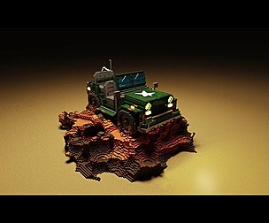 voxel jeep in the mud