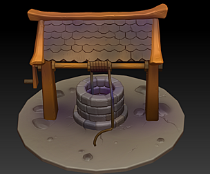 Stylized rustic old well  3D model printing