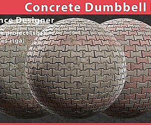 Concrete Dumbbell Bricks - Substance Designer