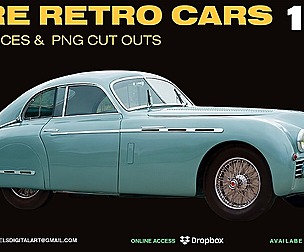 185 Rare Retro Cars Cut out Reference Images