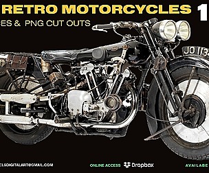 Rare Retro MOTORCYCLES Cut out Reference Images