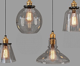 Vintage Glass Hanging Lamp 3D model