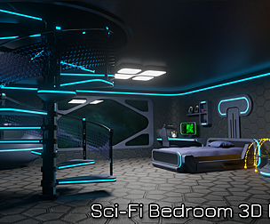 Sci-Fi Stylized Isometric Bedroom