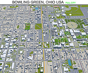 Bowling Green city Ohio USA 3d model 20km