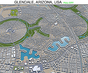 Glendale AZ city USA 3d model 80km