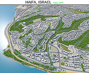 Haifa city Israel 3d model  20km