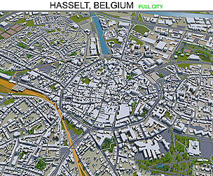 Hasselt city Belgium 3d model 30Km