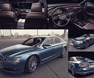 Blue Car Audi A8 3D model