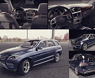 3D Blue car mercedes benz mL