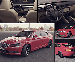 3D red car skoda superb