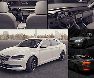 3D white car skoda superb model