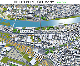 Heidelberg city Germany 3d model 30Km