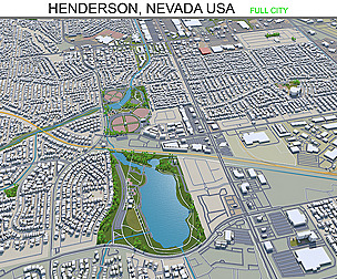 Henderson city Nevada 3d model 50km