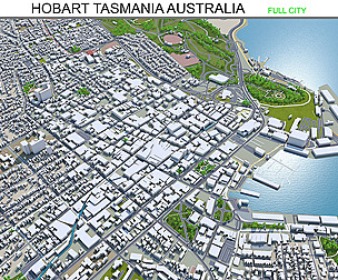 Hobart tasmania  city Australia 3d model 60km
